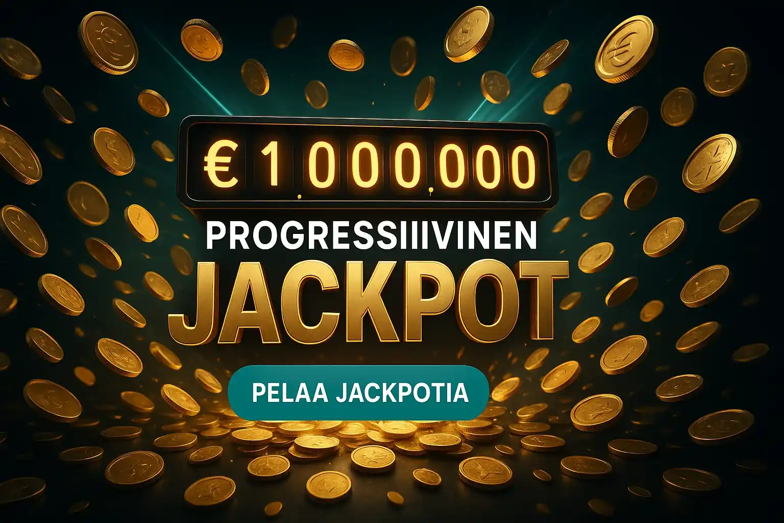 Suomalainen kasinobanneri, 1 000 000 € jackpot ja kultakolikoita